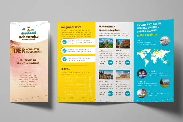Flyer-Vorlage im Sunshine-Design für Urlaubs- und Reisewerbung
