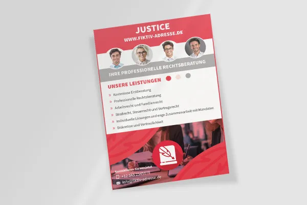 Anzeigen-Vorlage im Justice-Design für Anwälte, Kanzleien