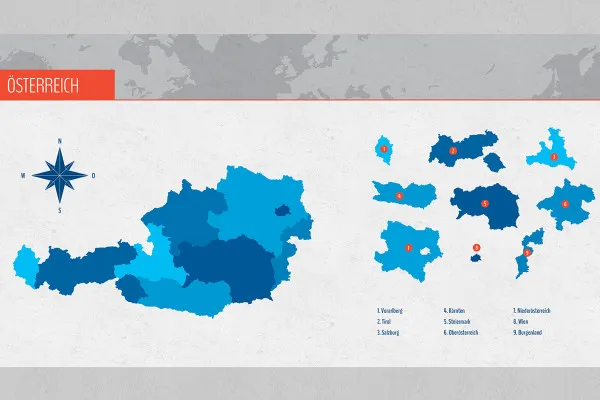 Vektorbasierte Landkarten: Österreich, Bundesländer