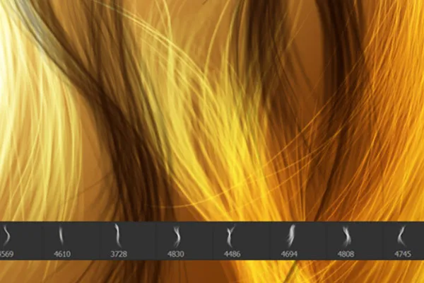 Haare zeichnen – 10 Pinsel mit Strähnen für Photoshop und Co (Version 07)