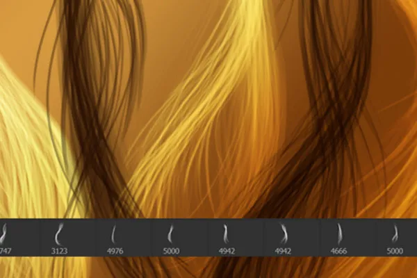 Haare zeichnen – 10 Pinsel mit Strähnen für Photoshop und Co (Version 08)