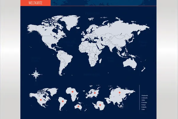 Vektorbasierte Landkarten: Welt, Kontinente