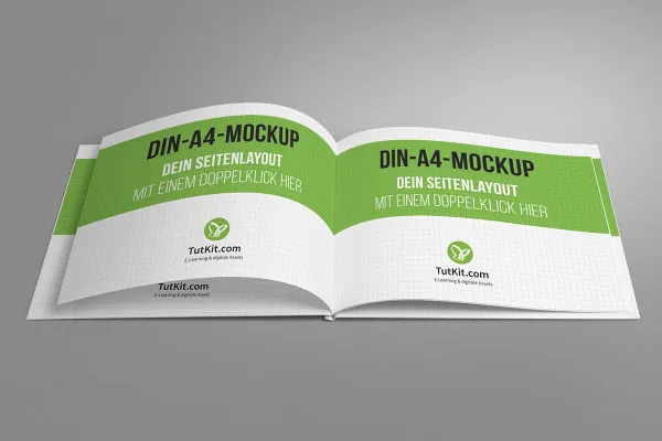 Mockup mit Hardcover-Buch im A4-Querformat – Version 1