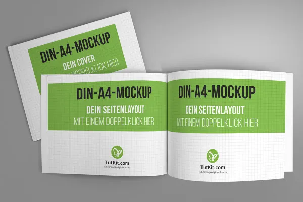 Mockup mit Hardcover-Buch im A4-Querformat – Version 2