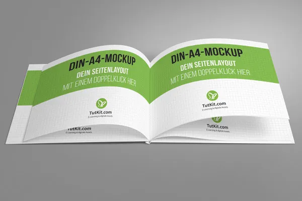 Mockup mit Hardcover-Buch im A4-Querformat – Version 3