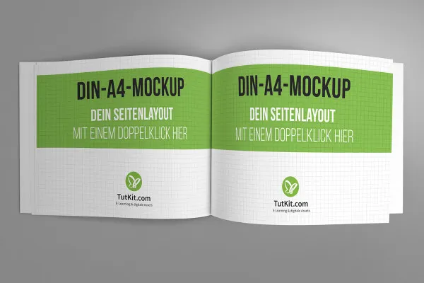 Mockup mit Hardcover-Buch im A4-Querformat – Version 5