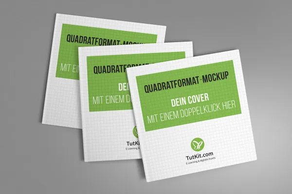 Mockup mit quadratischem Hardcover-Buch – Version 8