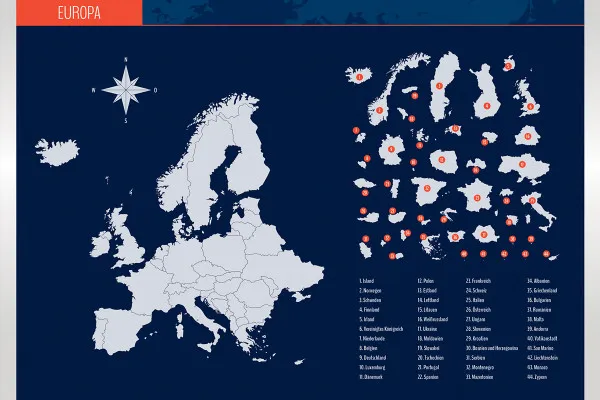 Vektorbasierte Landkarten: Europa, Länder