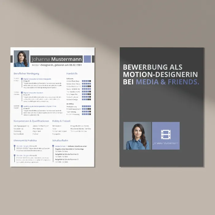 Bewerbung & Lebenslauf Motion Designer/in – Vorlage für Word, InDesign und Affinity Publisher
