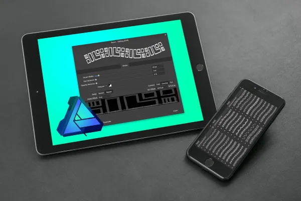 Tablet und Smartphone mit Vorschau auf die Affinity Designer Brushes