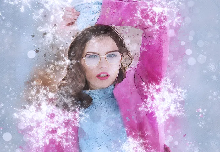 Photoshop-Aktion „Weihnachten – Winteraquarell“: ein Kristallfunkeln für deine Fotos