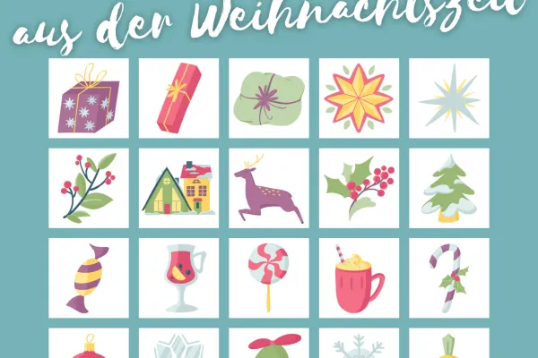 25 weihnachtliche Motive, die für die Erstellung der Muster verwendet wurden