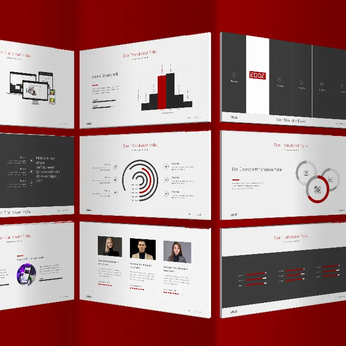 Vorlagen für PowerPoint, Keynote und Google Slides im „Edge“-Design
