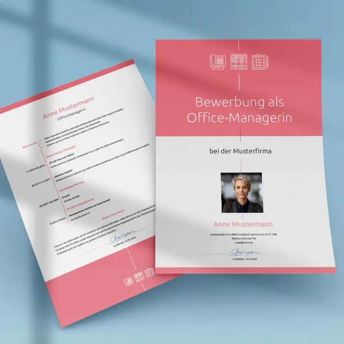 Bewerbung als Office Manager, Büroassistent (m/w/d) – Vorlagen für Word, InDesign und Affinity Publisher