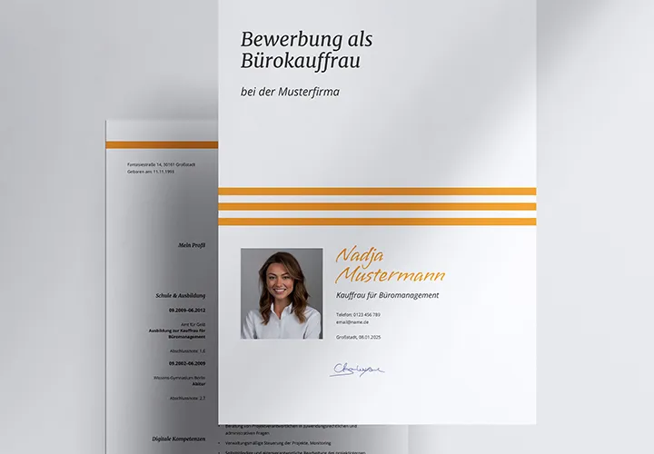 Bewerbung fürs Büromanagement (Kauffrau/-mann) – Vorlagen für Word, InDesign und Affinity Publisher